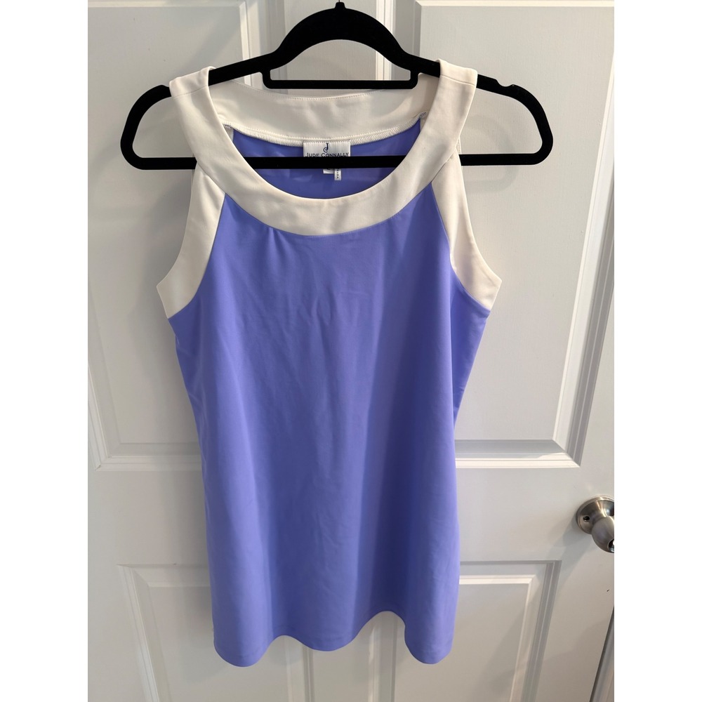 Jude Connally Periwinkle Blue White Trim Sleeveless Tunic Top Women's Large